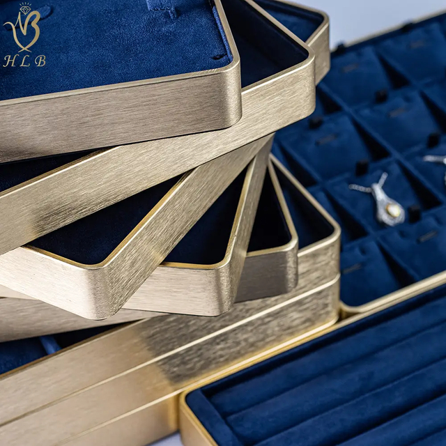 metal stackable Lightweight Durable blue Jewelry tray custom jewelry display set jewellery display tray