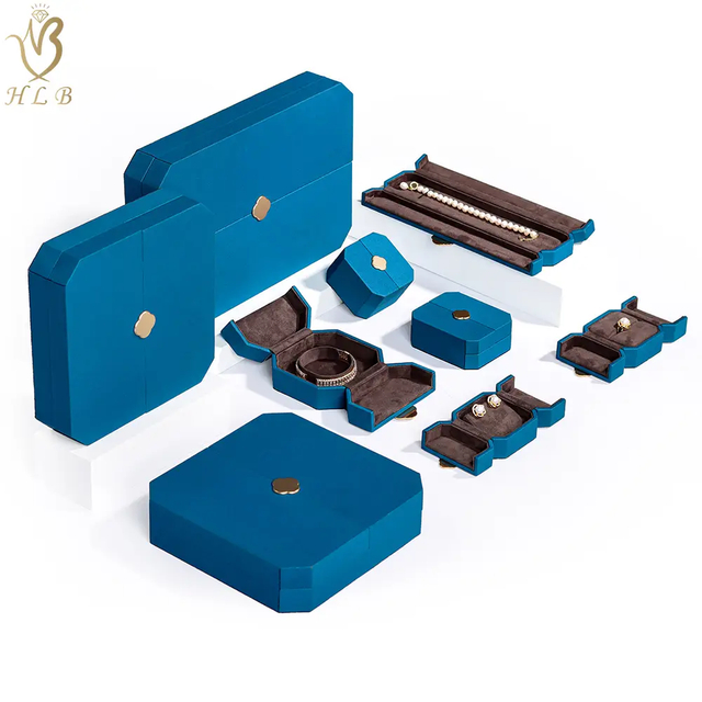 Factory ODM luxury jewelry box metal logo Jewelry box Octagon double door jewelry box packaging