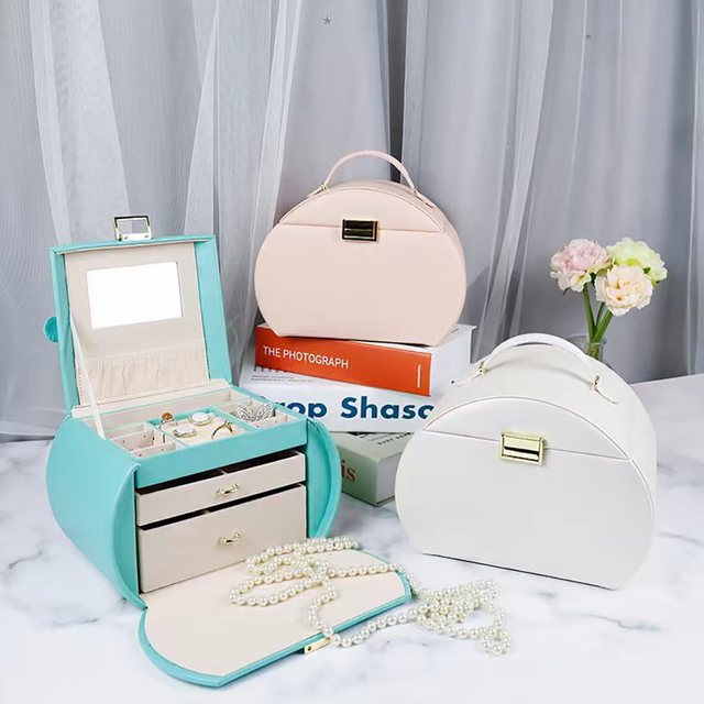 European large-capacity ring earrings necklace jewelry organizer with lock senior multi-layer jewelry box storage box for home use