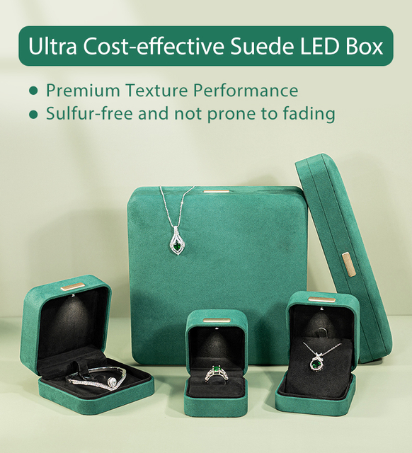 China Source Factory LED light jewelry boxes packaging Velvet ring box led Custom logo jewellery boxes