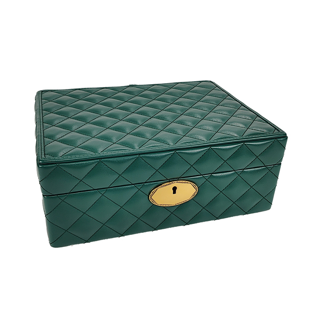 New diamond lattice pattern three drawer jewelry box with lock senior jewelry necklace ring earrings jewelry